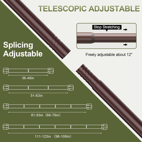 Curtain Rods for Windows 28 to 48 Inch, Blackout Wrap Around Telescoping Rod for Sliding Door
