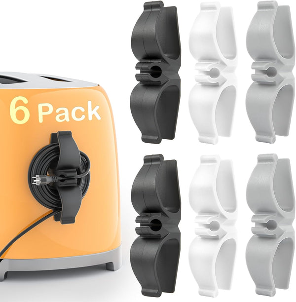 Cord Organizer for Kitchen Appliances, 6 Pack Adhesive Cord Holder, Small Kitchen Gadgets, Black Kitchen Accessories
