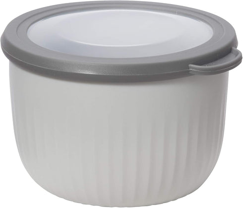 Oggi Prep, Store & Serve Plastic Bowl - 0.7 qt with See-Thru Lid, Dishwasher, Microwave & Freezer Safe, Lt Gray/Dk Gray