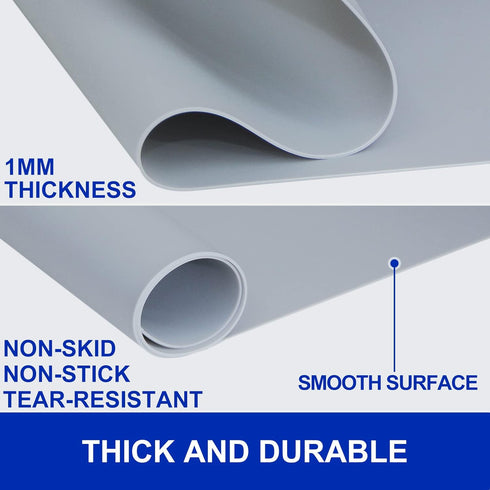 Silicone Mats for Kitchen Counter, Heat Resistant Mat Kitchen Counter Mat Waterproof Countertop Protector Mat, Nonslip Silicone Mats for Crafts, Silicone Placemat, 23½x 15½x 0.04" Grey