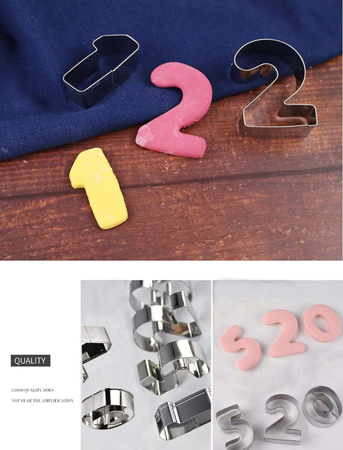 Large Number Cookie Cutters Set - 9 Piece Stainless Steel 3 Inch Numbers for Kitchen Baking