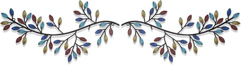 Hotop 2 Pieces Metal Tree Leaf Wall Decor, Vine Olive Branch Leaf Wall Art Wrought Iron Scroll Sculptures