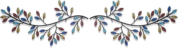 Hotop 2 Pieces Metal Tree Leaf Wall Decor, Vine Olive Branch Leaf Wall Art Wrought Iron Scroll Sculptures
