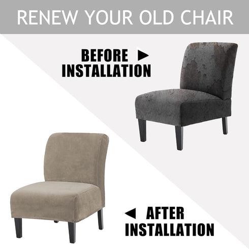UCCONO Armless Accent Chair Slipcovers, Thick Velvet Slipper Accent Chair Covers for Living Room/Hotel Oversized Big