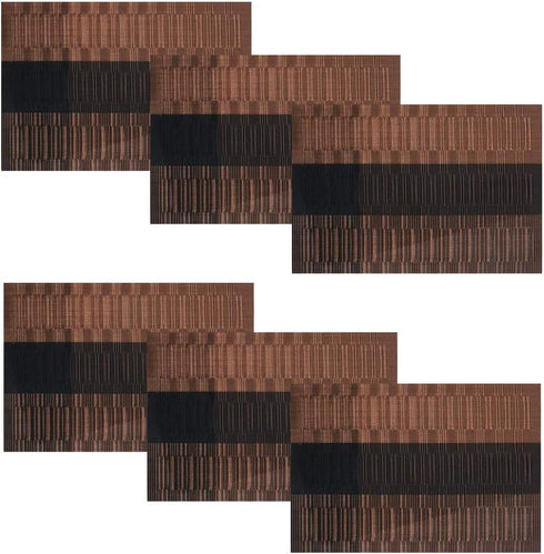 Set 7 Set SHACOS Placemats with Table Runner of Woven Vinyl Plastic Wipe Clean Heat Resistant Table Mats and Runner