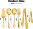 Serving Utensils, XEVOM 6-Piece Stainless Steel Serving Utensil Set Include Serving Spoon, Slotted Serving Spoon, Serving Fork,Serving Tong, Appetizers Tong,Pie Server(Gold) by XEVOM