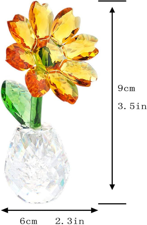 Qf QFkris Crystal Sunflower Figurine, Table Crystal Flower Collectible Ornament, Souvenir Gift