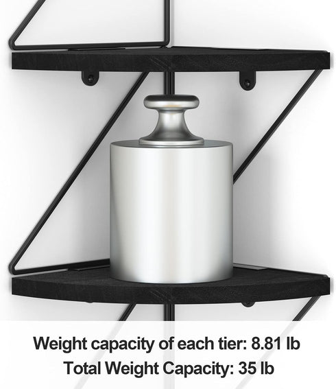 4-Tier SZQINJI Corner Shelf Wall Mount Rustic Wood Floating Shelves Wall Shelves for Bedroom Living Room Bathroom