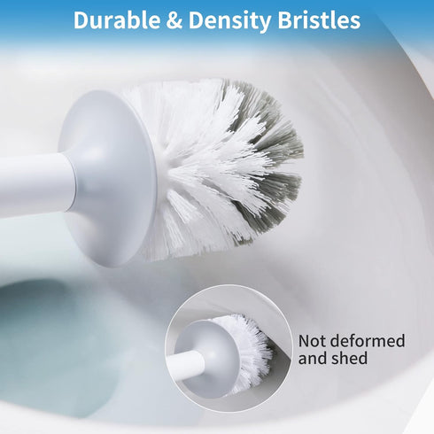 BOOMJOY Toilet Bowl Brush with Holder - Durable Toilet Cleaner Brush with Dense Bristles & Clear Base for Bathroom