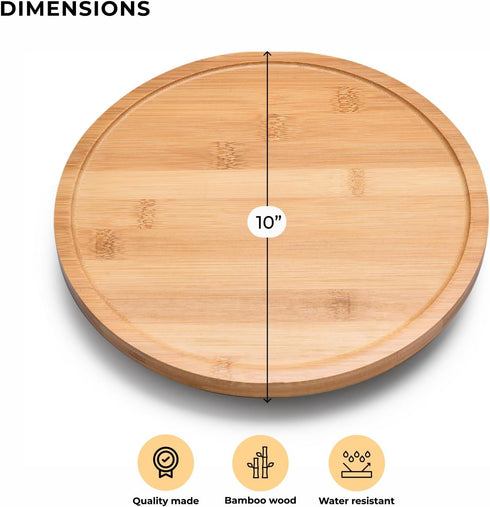 Prosumer's Choice 10x10-Inch Bamboo Lazy Susan Spinning Organizer Turntable for Kitchen Countertop or Bathroom