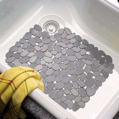 OTHWAY 2Pcs Kitchen Sink Mats, 15.8" x 12", Scratch Free Sink Protector for Stainless Steel/Porcelain Sink, Pebble