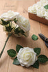 Floroom 25pcs Real Looking Ivory Foam Fake Roses with Stems for DIY Wedding Bouquets, Party Decorations