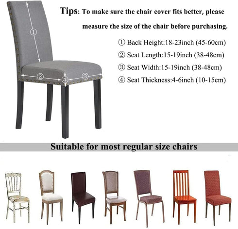 HZDHCLH Chair Covers for Dining Room, Set of 4 Stretch Spandex Grey Parsons Chair Slipcover