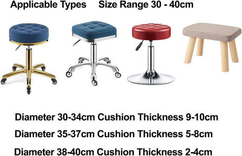12-16 inch/30-40cm (2, Velvet Round Stool Cover Round Seat Covers for Bar Stools, Luxurious Fabric Stretchable Wrinkle