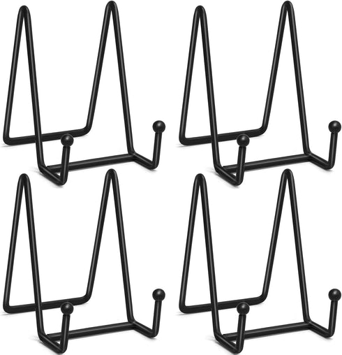 Plate Stands for Display, 4 Pcs 4-1/4 Inch Holder, Metal Iron Picture Frame Holders for Book, Photo, Small Easels