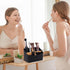 Black Toothbrush Holders for Bathrooms, Electric Toothbrush and Toothpaste Caddy with Bamboo Divider for Countertop
