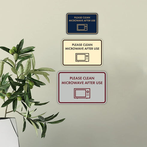 Classic Framed Please Clean Microwave After Use Sign, Brushed Silver - Small