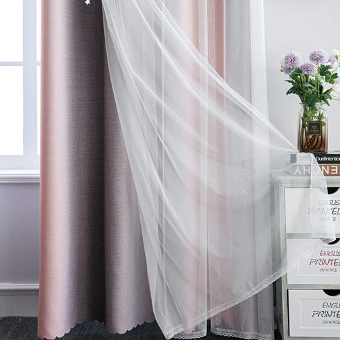 FANLI Grommet 52W 63L) Ombre Rainbow Blackout Curtains for Kid Girls Bedroom Living Room Darking Stripe Double Layer