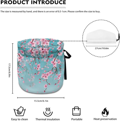 Cherry Blossom Print Tea Cozies for Teapot, Portable Kettle Cover, Cotton Tea Pot Cover, Dust Proof Insulated