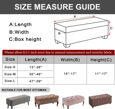 48) Eco-Ancheng Storage Ottoman Cover Rectangle Ottoman Slipcover Folding Storage Bench Cover Footrest Stool Slipcover