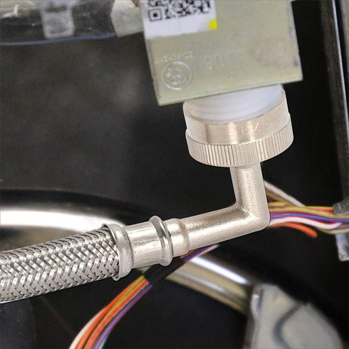 Eastman 5 Foot Dishwasher Supply Line, 3/8 Inch Compression x 3/4 Inch FHT Elbow, Braided Stainless Steel Connectors,