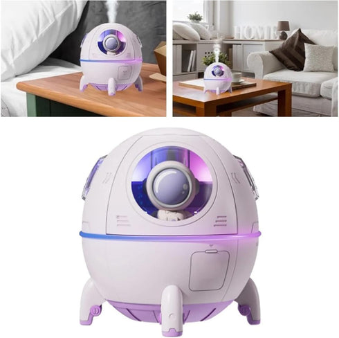 Cool Mist Humidifiers, Mini USB Humidifier, Cute Spaceship Shaped Portable Household Ambient Light Humidifier, US Plug