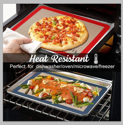 Silicone Baking Mat Cookie Sheet Set of 3: Non-Stick Baking Sheets for Oven Pan Liner & Cooking Supplies
