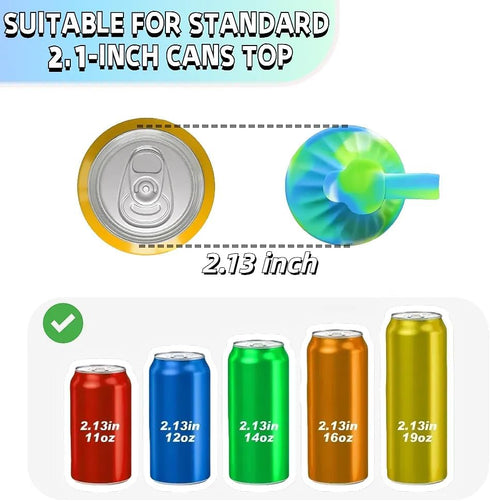 6 Pack Soda Can Lids with Straw,Silicone Soda Can Covers,Pop Can Cover,BPA-Free,Reusable Can Covers