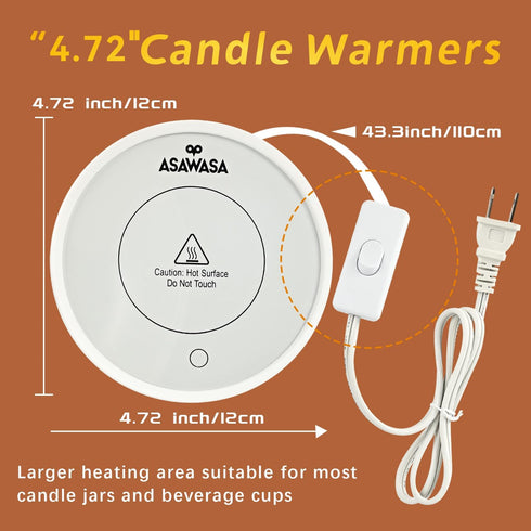 ASAWASA Smart Candle Warmer for Large Jar, Coffee Mug Warmers, with Gravity Switch Auto Shut-On/Off, Safely and evenly