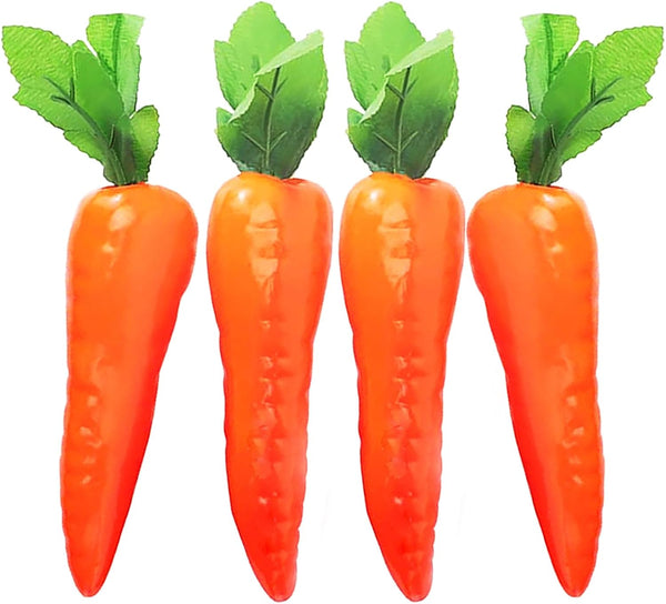 4 Pcs Artificial Fake Vegetables Carrots Decor - Faux Lifelike Simulation Plastic