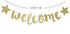 Welcome Little One Glitter Banner, Pre-strung Baby Shower Decor for Gender Reveal Party (Gold)