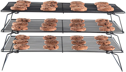 Restaurantware Met Lux 15.7 x 9.8 x 8.3 Inch Wire Baking Rack Set, 3-Tier Stackable Oven Wire Rack Set