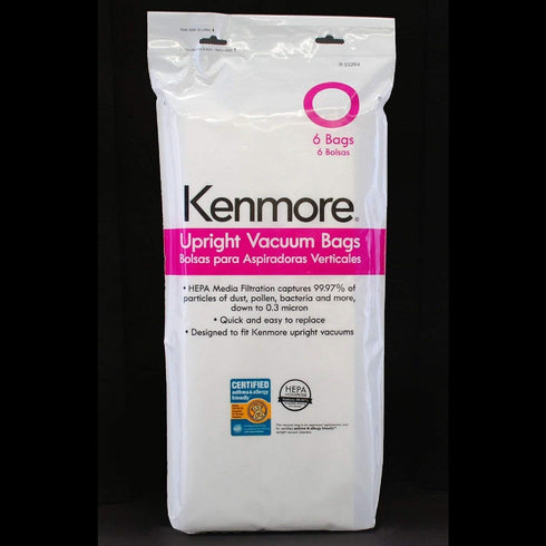 Kenmore 53294 6 Pack HEPA Vacuum Bags for Upright Vacuums Type O