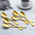 Seeshine Gold Dinner Spoon Set, 7.6-inch Stainless Steel Shiny Gold Table Silverware, Set of 6
