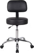 Boss Office Products Be Well Medical Spa Stool with Back, Vinyl, Black