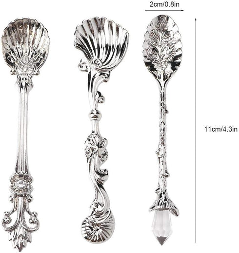 Fdit Vintage Style Coffee Spoons Set 3Pcs Dessert Spoons Royal Style Metal Carved Teaspoons for Kitchen Dining Bar and Tea Parties