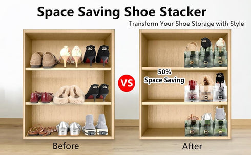 Yes!Fresh Closet 3 4 Pack) Shoe Slot Organizer, Boutique Display Style Shoe Stacker for A Pair of Shoes, Separable Shoe