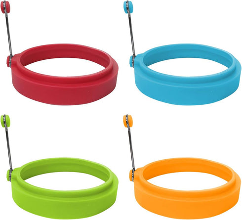 YOLCAR Food Grade Silicone Egg Rings, Multicolor, Egg Ring Molds for Cooking, Fried