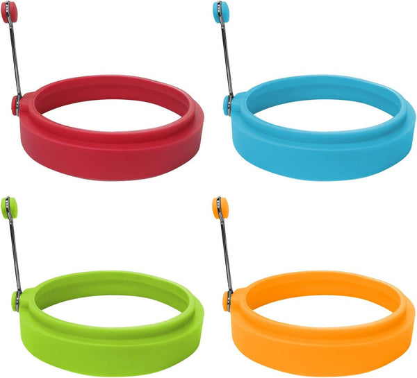 YOLCAR Food Grade Silicone Egg Rings, Multicolor, Egg Ring Molds for Cooking, Fried
