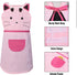 Love Potato Cute Girls Toddler Cartoon Cat Embroidered Cotton Kitchen Cooking Baking Apron for Kids 2-4 Years Old - Pink