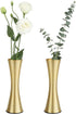 Vixdonos 6.7 inch Brass-Toned Metal Vase, Small Flower Vase Set of 2 for Home Decor, Wedding or Gift (Gold)