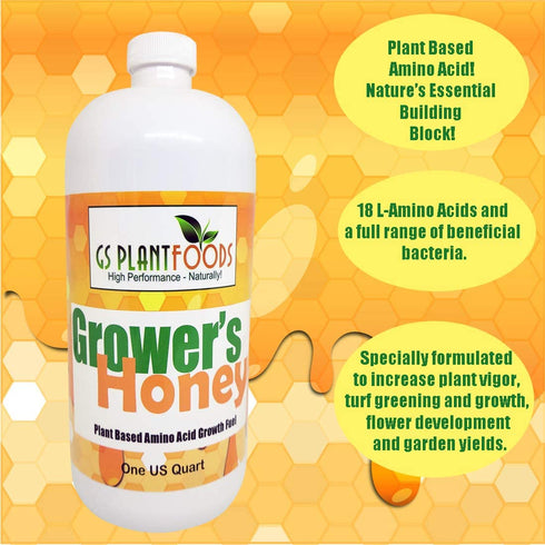 (1 Growers Honey Plant Based Liquid Fertilizer - Organic Plant Food for Huge Vegetative Growth Quart) - Liquid