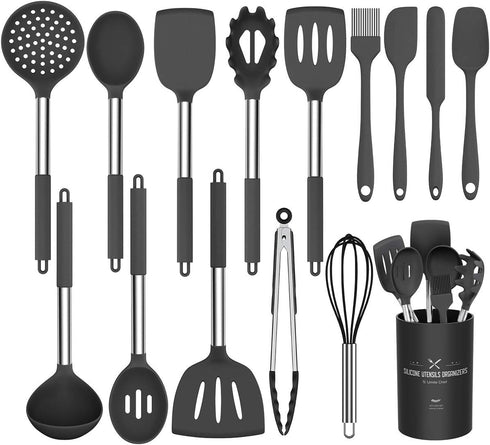 Silicone Cooking Utensil Set, Umite Chef 15pcs Non-stick Kitchen Utensils Set, Best Cookware with Stainless Steel