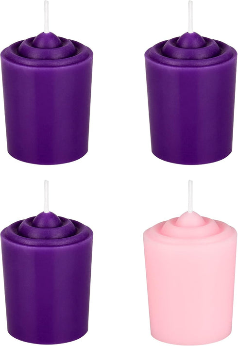 Mega Candles 4 pcs Unscented Christmas Advent Candles Set, Hand Poured Premium Wax, 15 Hours