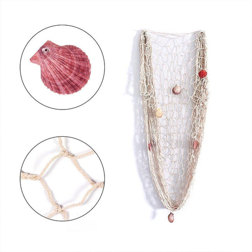 Rosoz Nature Fish Net Wall Decoration with Shells, Ocean Themed Wall Hangings for Party Decor