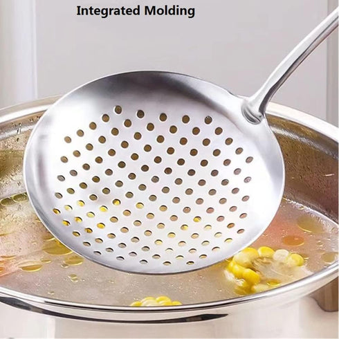 Skimmer Stainless Steel Large Slotted Spoon, 14.96 inches Colander Strainer Ladle for Cooking