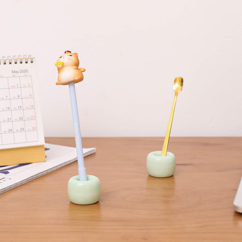Airmoon Mini Ceramics Handmade Couple Toothbrush Holder Stand for Bathroom Vanity, Pack of 2