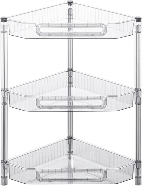 HYBRIDEAS 3-Tier Corner Shelf Organizer for Bathroom Counter Skincare and Makeup Storage