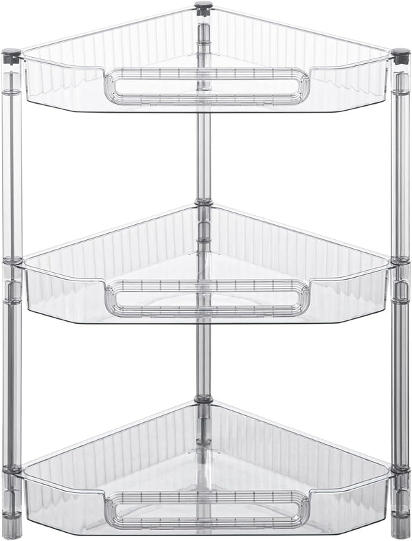 HYBRIDEAS 3-Tier Corner Shelf Organizer for Bathroom Counter Skincare and Makeup Storage
