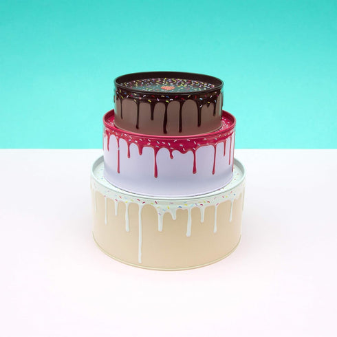 Suck UK Cookie Tin Set of 3 - Round Cake Tins with Lids, Novelty Cookies Jar, Air Tight Storage Container